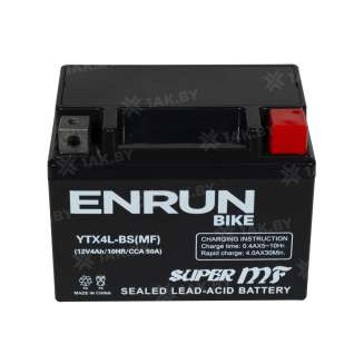 Аккумулятор для мотоцикла ENRUN (4 Ah) 50 A, 12 V Обратная, R+ YTX4L-BS YTX4L-BS(MF) 1
