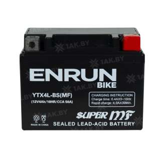 Аккумулятор для мотоцикла ENRUN (4 Ah) 50 A, 12 V Обратная, R+ YTX4L-BS YTX4L-BS(MF) 2