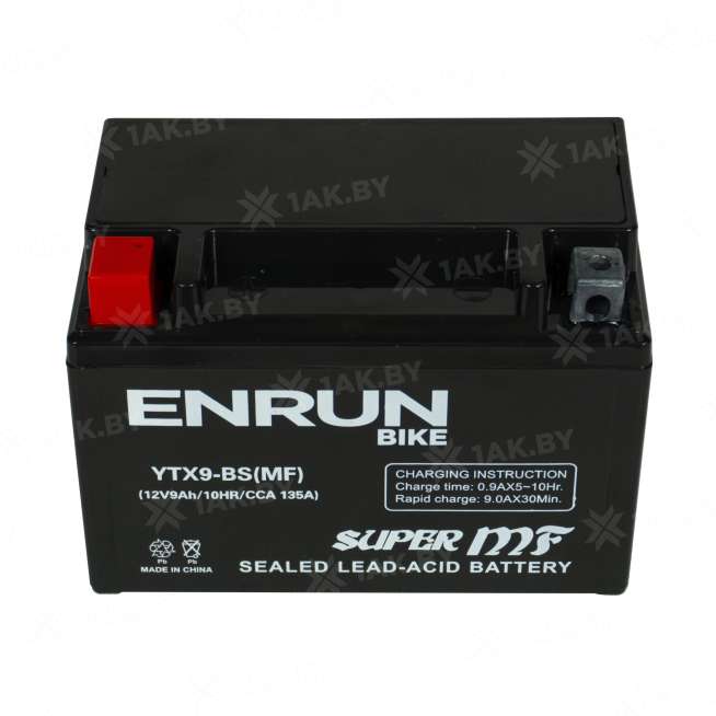 Аккумулятор для мотоцикла ENRUN (9 Ah) 135 A, 12 V Прямая, L+ YTX9-BS YTX9-BS(MF)ENRUN 2