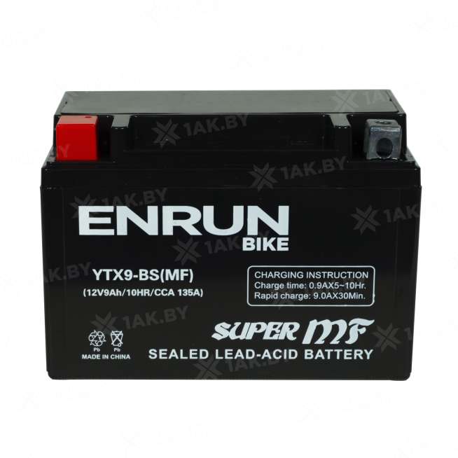 Аккумулятор для мотоцикла ENRUN (9 Ah) 135 A, 12 V Прямая, L+ YTX9-BS YTX9-BS(MF)ENRUN 3