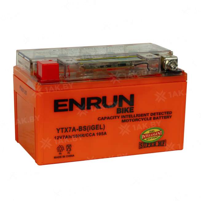 Аккумулятор для мотоцикла ENRUN (7 Ah) 105 A, 12 V Прямая, L+ YTX7A-BS YTX7A-BS(iGEL)ENRUN 0