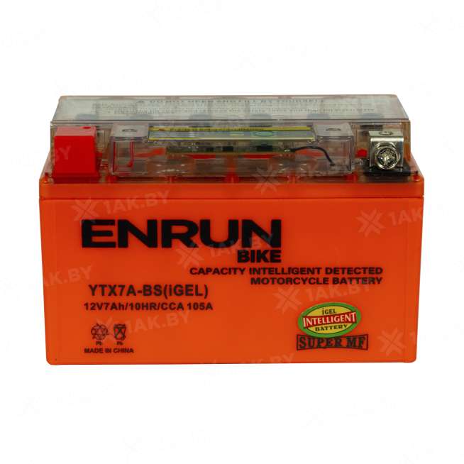 Аккумулятор для мотоцикла ENRUN (7 Ah) 105 A, 12 V Прямая, L+ YTX7A-BS YTX7A-BS(iGEL)ENRUN 1