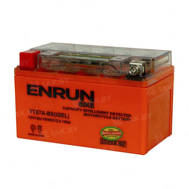 Аккумулятор для мотоцикла ENRUN (7 Ah) 105 A, 12 V Прямая, L+ YTX7A-BS YTX7A-BS(iGEL)ENRUN 2