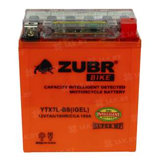 Аккумулятор для мотоцикла ZUBR (7 Ah) 100 A, 12 V Обратная, R+ YTX7L-BS YTX7L-BS (iGEL) 1