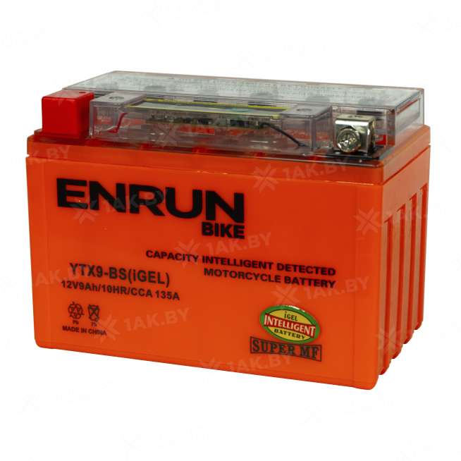 Аккумулятор для мотоцикла ENRUN (9 Ah) 135 A, 12 V Прямая, L+ YTX9-BS YTX9-BS(iGEL)ENRUN 2