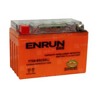Аккумулятор для мотоцикла ENRUN (9 Ah) 135 A, 12 V Прямая, L+ YTX9-BS YTX9-BS(iGEL)ENRUN Аккумулятор для мотоцикла ENRUN (9 Ah) 135 A, 12 V Прямая, L+ YTX9-BS YTX9-BS(iGEL)ENRUN