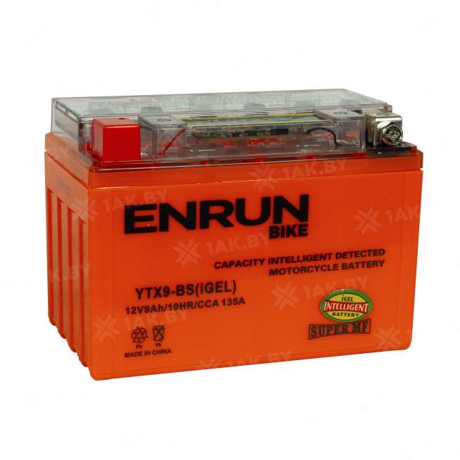 Аккумулятор для мотоцикла ENRUN (9 Ah) 135 A, 12 V Прямая, L+ YTX9-BS YTX9-BS(iGEL)ENRUN 3