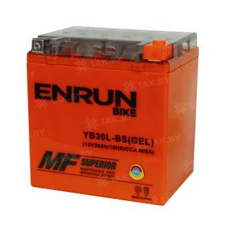 Аккумулятор ENRUN (30 Ah) 400 A, 12 V Обратная, R+ YB30L-BS YB30L-BS (GEL) 1
