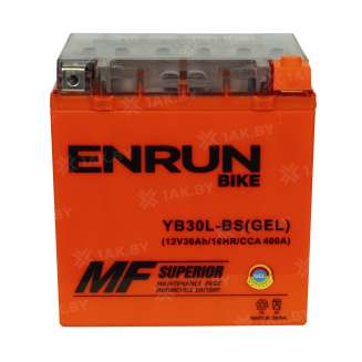 Аккумулятор для мотоцикла ENRUN (30 Ah) 400 A, 12 V Обратная, R+ YB30L-BS YB30L-BS (GEL) 2