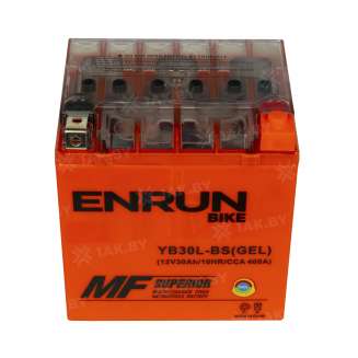 Аккумулятор ENRUN (30 Ah) 400 A, 12 V Обратная, R+ YB30L-BS YB30L-BS (GEL) 3