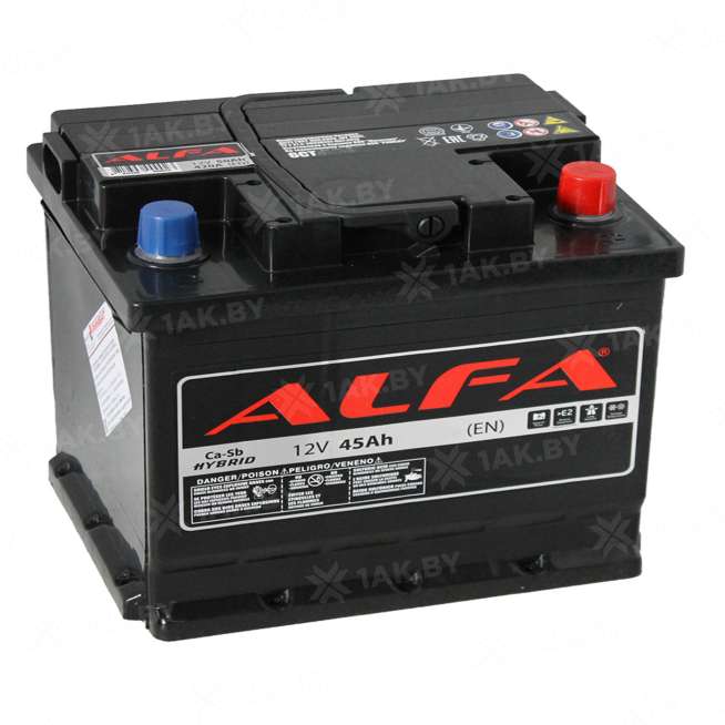 Аккумулятор ALFA Hybrid (45 Ah) 380 A, 12 V Обратная, R+ LB1 0