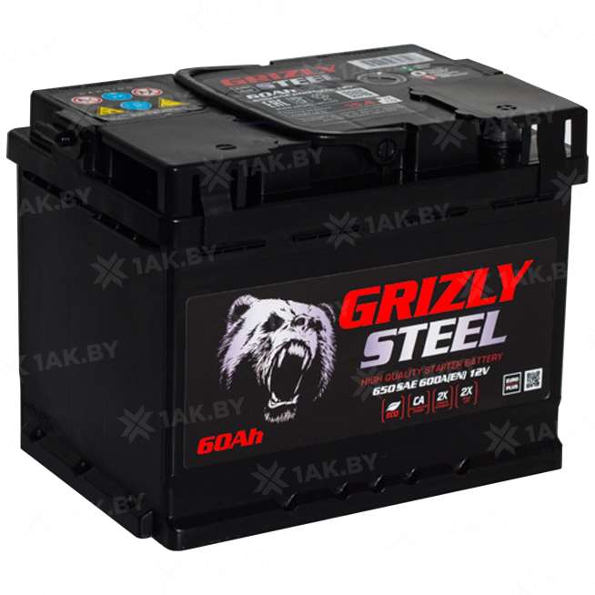 Аккумулятор GRIZLY (60 Ah) 600 A, 12 V Прямая, L+ L2 GRS601S 0