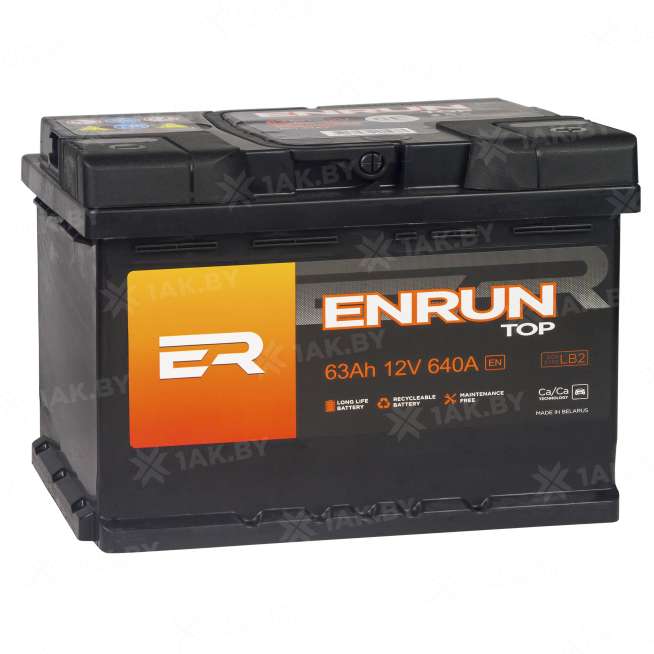 Аккумулятор ENRUN TOP (63 Ah) 640 A, 12 V Обратная, R+ LB2 0