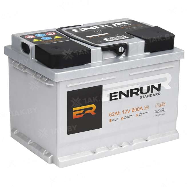 Аккумулятор ENRUN STANDARD (62 Ah) 600 A, 12 V Прямая, L+ LB2 EN621S 0