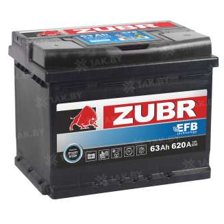 Аккумулятор ZUBR EFB (63 Ah) 620 A, 12 V Прямая, L+ L2 ZU631F 0
