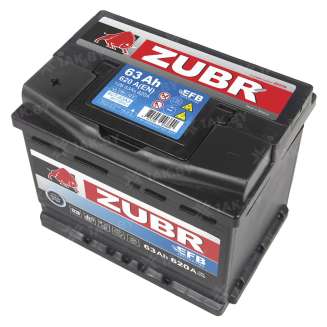 Аккумулятор ZUBR EFB (63 Ah) 620 A, 12 V Прямая, L+ L2 ZU631F 1