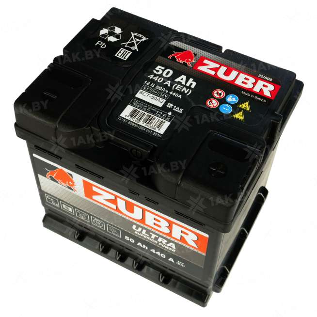 Аккумулятор ZUBR Ultra (50 Ah) 440 A, 12 V Обратная, R+ L1 ZU500S 1