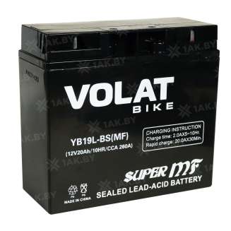 Аккумулятор для мотоцикла VOLAT (20 Ah) 260 A, 12 V Обратная, R+ YB19L-BS YB19L-BS(MF)Volat 3