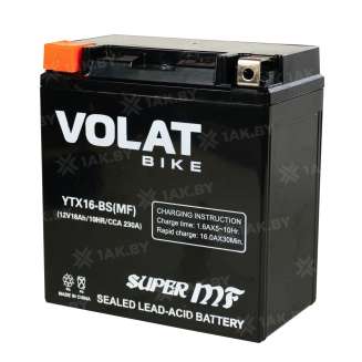 Аккумулятор для мотоцикла VOLAT (16 Ah) 230 A, 12 V Прямая, L+ YTX16-BS YTX16-BS(MF)Volat 1