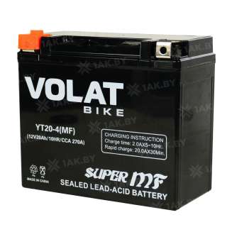 Аккумулятор для мотоцикла VOLAT (20 Ah) 270 A, 12 V Прямая, L+ YT20-4 YT20-4 (MF)Volat 0
