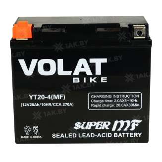 Аккумулятор для мотоцикла VOLAT (20 Ah) 270 A, 12 V Прямая, L+ YT20-4 YT20-4 (MF)Volat 3