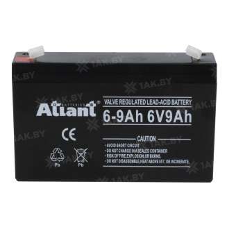 Аккумулятор ATLANT для ИБП, детского электромобиля, эхолота (9 Ah,6 V) AGM 151x34x100 1.28 кг 0