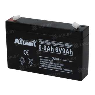 Аккумулятор ATLANT для ИБП, детского электромобиля, эхолота (9 Ah,6 V) AGM 151x34x100 1.28 кг 1