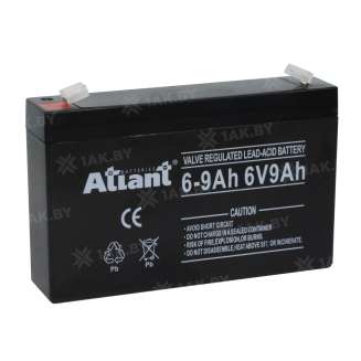 Аккумулятор ATLANT для ИБП, детского электромобиля, эхолота (9 Ah,6 V) AGM 151x34x100 1.28 кг 2