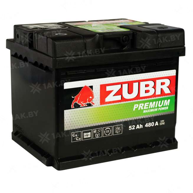 Аккумулятор ZUBR Premium (52 Ah) 480 A, 12 V Обратная, R+ LB1 1