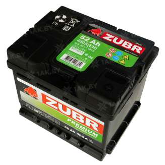 Аккумулятор ZUBR Premium (52 Ah) 480 A, 12 V Обратная, R+ LB1 2