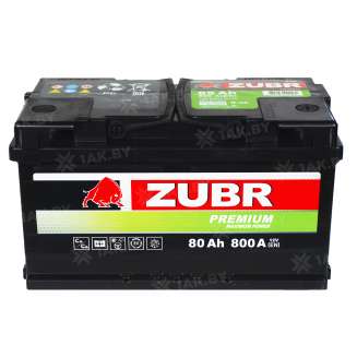Аккумулятор ZUBR Premium (80 Ah) 800 A, 12 V Обратная, R+ LB4 1