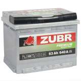 Аккумулятор ZUBR Premium (63 Ah) 640 A, 12 V Прямая, L+ L2 ZU631P
