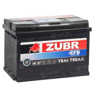 Аккумулятор ZUBR EFB (78 Ah) 750 A, 12 V Обратная, R+ L3 ZU780F Аккумулятор ZUBR EFB (78 Ah) 750 A, 12 V Обратная, R+ L3 ZU780F
