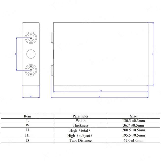 Аккумуляторный элемент EVE LiFePO4 LF105 (3.2 В, 105000 mAh, 315 A) 0