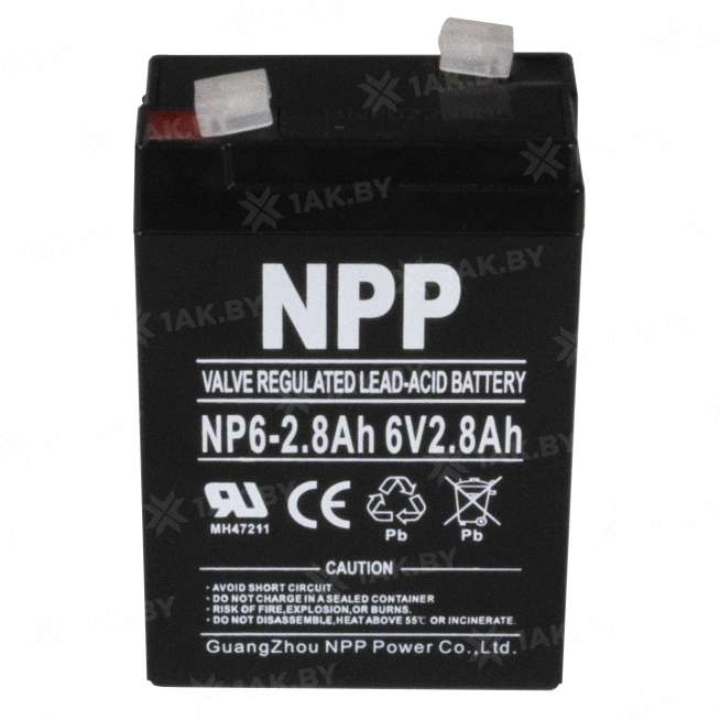 Аккумулятор NPP для ИБП, детского электромобиля, эхолота (2.8 Ah,6 V) AGM 67x34x103 0.48 кг 4