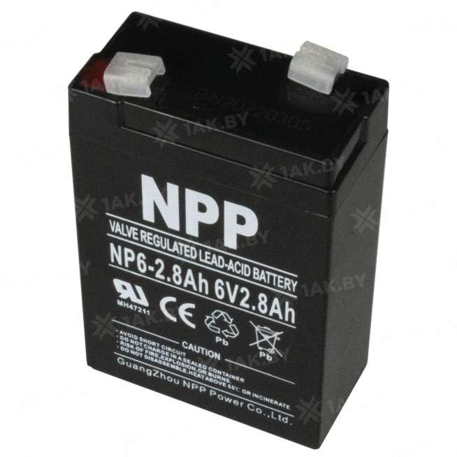 Аккумулятор NPP для ИБП, детского электромобиля, эхолота (2.8 Ah,6 V) AGM 67x34x103 0.48 кг 5