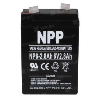 Аккумулятор NPP (2.8 Ah,6 V) AGM 67x34x103 0.48 кг 3