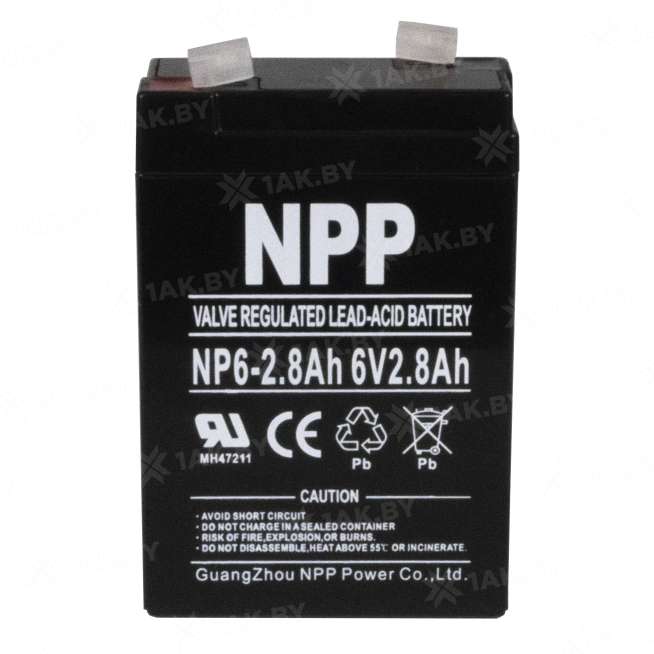 Аккумулятор NPP для ИБП, детского электромобиля, эхолота (2.8 Ah,6 V) AGM 67x34x103 0.48 кг 7
