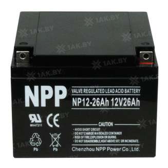 Аккумулятор NPP для ИБП, детского электромобиля, эхолота (26 Ah,12 V) AGM 166x175x125 7.9 кг 0