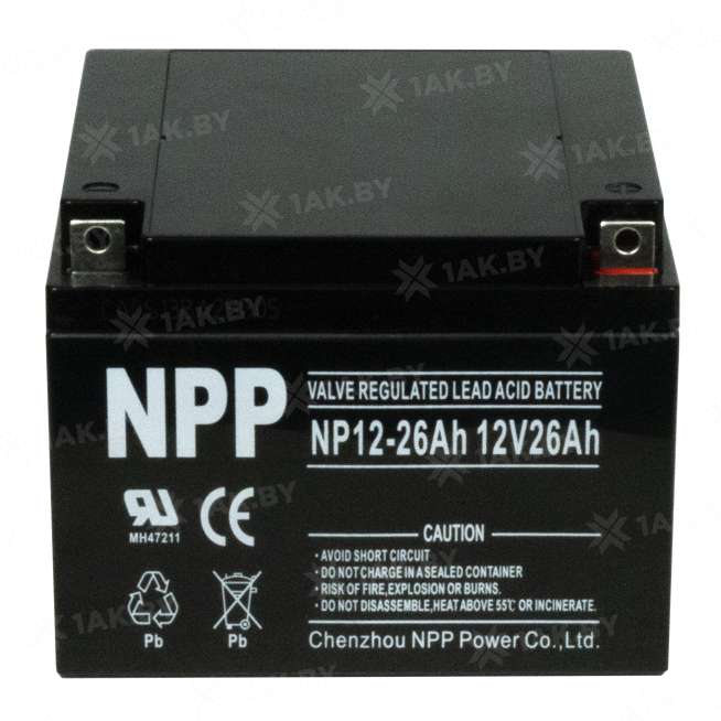 Аккумулятор NPP для ИБП, детского электромобиля, эхолота (26 Ah,12 V) AGM 166x175x125 7.9 кг 4