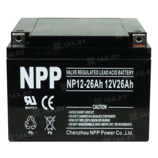 Аккумулятор NPP для ИБП, детского электромобиля, эхолота (26 Ah,12 V) AGM 166x175x125 7.9 кг 1