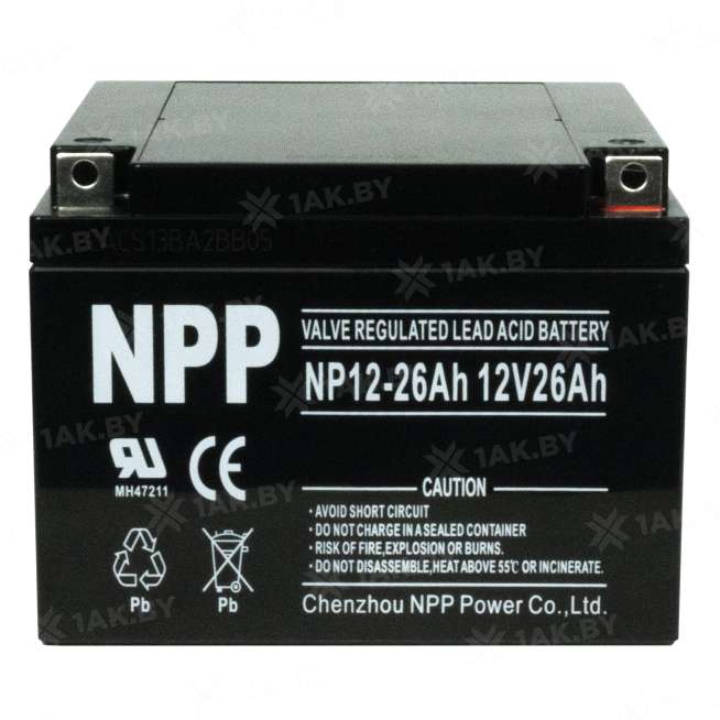 Аккумулятор NPP для ИБП, детского электромобиля, эхолота (26 Ah,12 V) AGM 166x175x125 7.9 кг 5