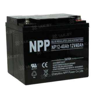 Аккумулятор NPP для ИБП, детского электромобиля, эхолота (40 Ah,12 V) AGM 198x166x171 12.5 кг 0