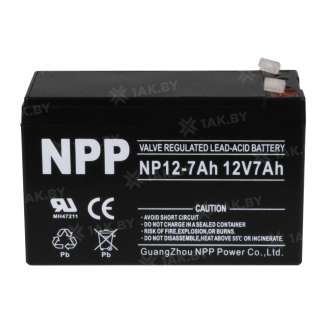 Аккумулятор NPP для ИБП, детского электромобиля, эхолота (7 Ah,12 V) AGM 150x65x100 2.1 кг 1