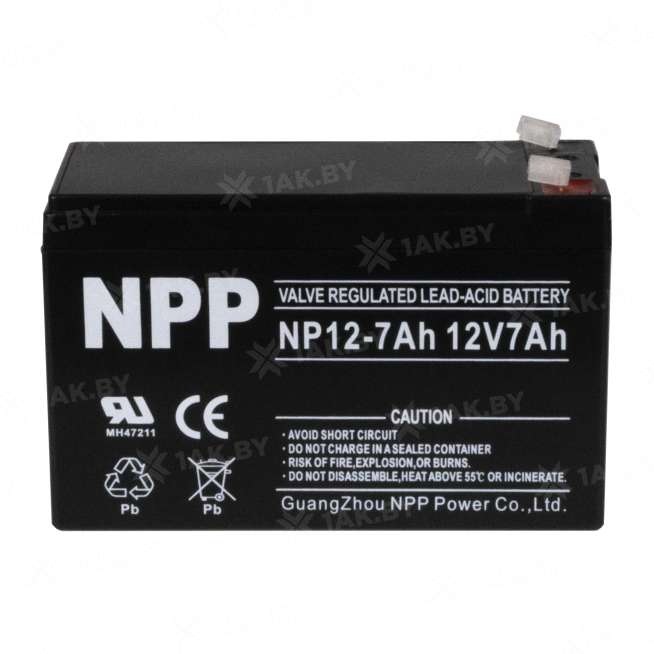 Аккумулятор NPP для ИБП, детского электромобиля, эхолота (7 Ah,12 V) AGM 150x65x100 2.1 кг 5