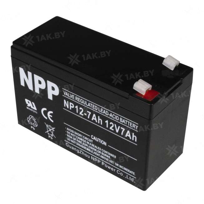 Аккумулятор NPP для ИБП, детского электромобиля, эхолота (7 Ah,12 V) AGM 150x65x100 2.1 кг 7