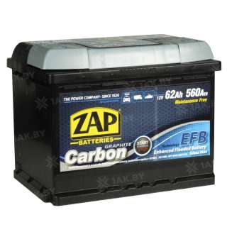 Аккумулятор ZAP CARBON (62 Ah) 550 A, 12 V Обратная, R+ L2 ZAP-562 05