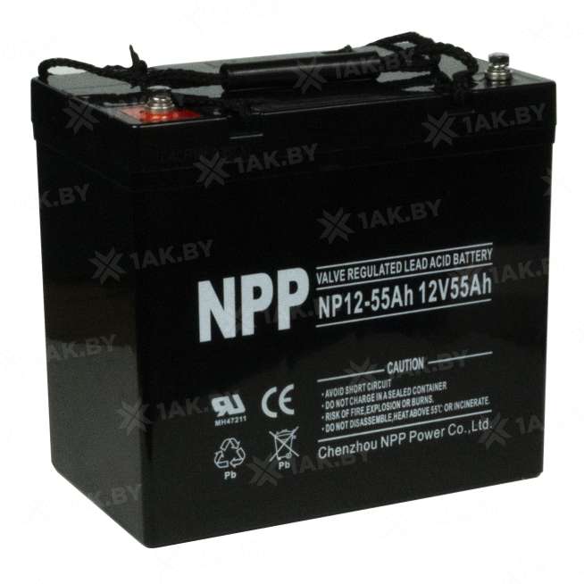 Аккумулятор NPP для ИБП, детского электромобиля, эхолота (55 Ah,12 V) AGM 230х138х211/215 17.3 кг 5
