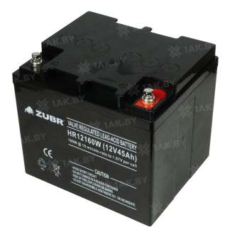 Аккумулятор ZUBR для ИБП, детского электромобиля, эхолота (45 Ah,12 V) AGM 197x165x170 14.3 кг 0