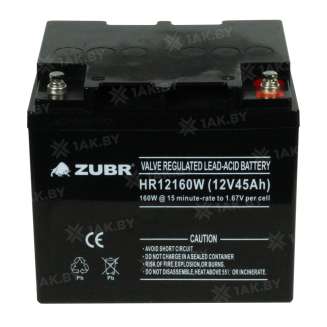 Аккумулятор ZUBR для ИБП, детского электромобиля, эхолота (45 Ah,12 V) AGM 197x165x170 14.3 кг 1